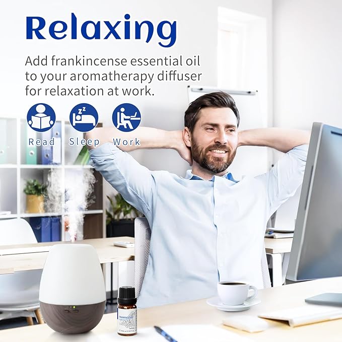 HIQILI 0.33 Fl Oz Frankincense Essential Oil, Relaxing, Skin Care, Camp Atmosphere Creation, Can be Added to Body Lotions, Creams, Aromatherapy Use - 10ml-Velvo Beauty