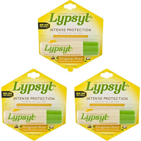 Lypsyl Intense Protection Original Mint, Lip Balm 0.10 oz (3-Pack)-Velvo Beauty