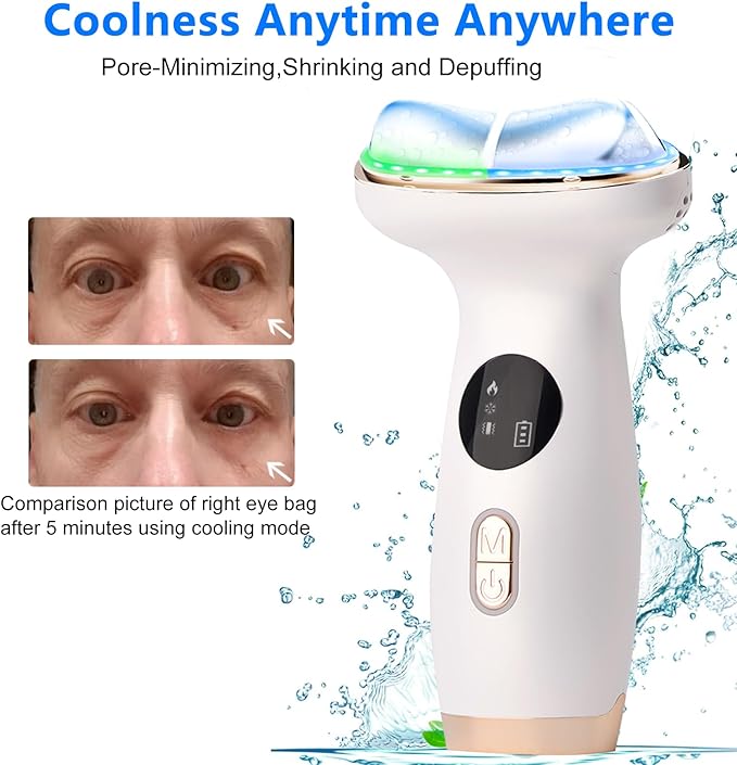 Cold Heat Facial Massager Red Light Therapy for Face Neck Eye Lifting Firming Depuffing,7-in-1 LED Facial Sculptor Skin Care,Cooling Electric gua sha Lift Device Reduce Forehead Frown Smile Line-Velvo Beauty