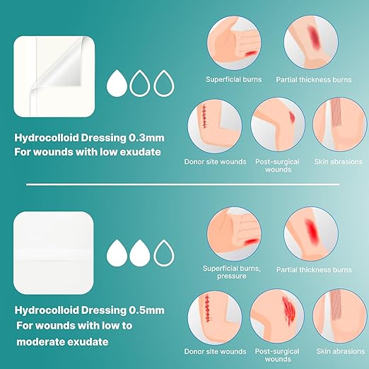 Dimora Hydrocolloid Wound Dressing, 10 Pack Ultra Thin 4" x 4" Large Patch Bandages with Self-Adhesive, Fast Healing for Bedsore, Burn, Blister, Acne Care, Sterile and Waterproof-Velvo Beauty