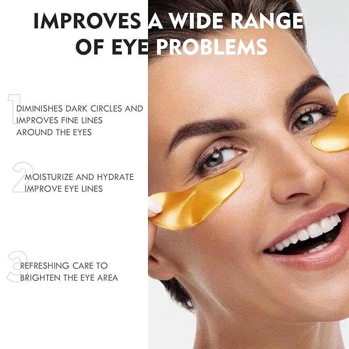 Eye Gel Patch（30 Pairs）Under Eye Patches Mask Essence Extract Under Eye Gel Pads to Reduce Puffy eyes, Dark Circles and Wrinkles (Gold)-Velvo Beauty