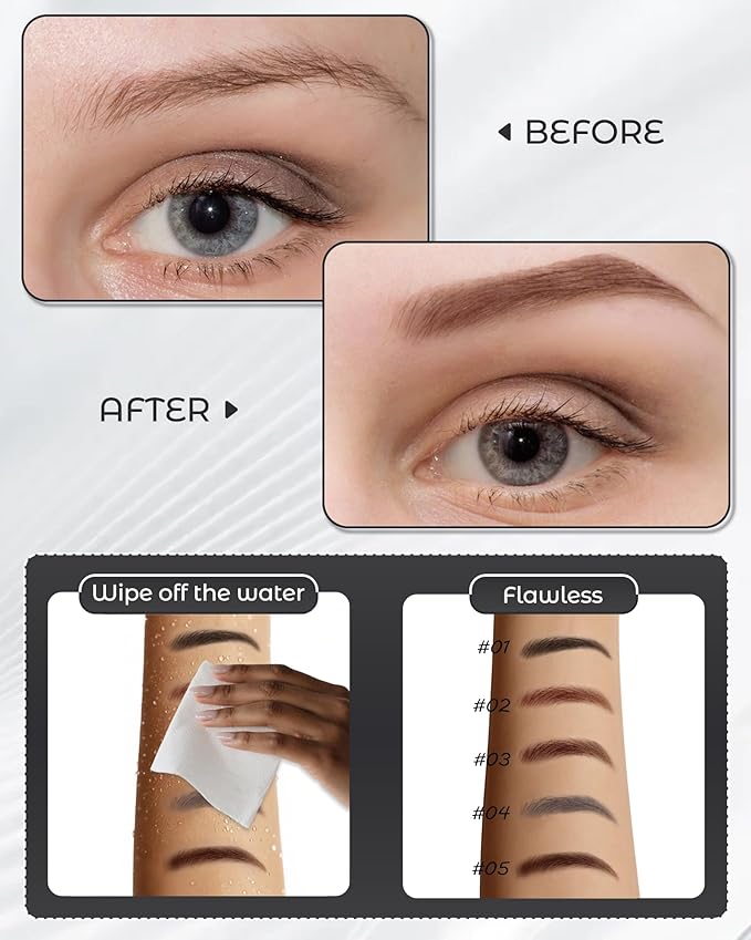 12Pcs Microblading Eyebrow Pencils Light Brown Waterproof Eye Brow Pencil w/Eye Brow Razor & Scissors Kit 0.5mm Ultra-Fine Tip Creates Hair-Like Strokes for Women Effortless Natural Brows-Velvo Beauty