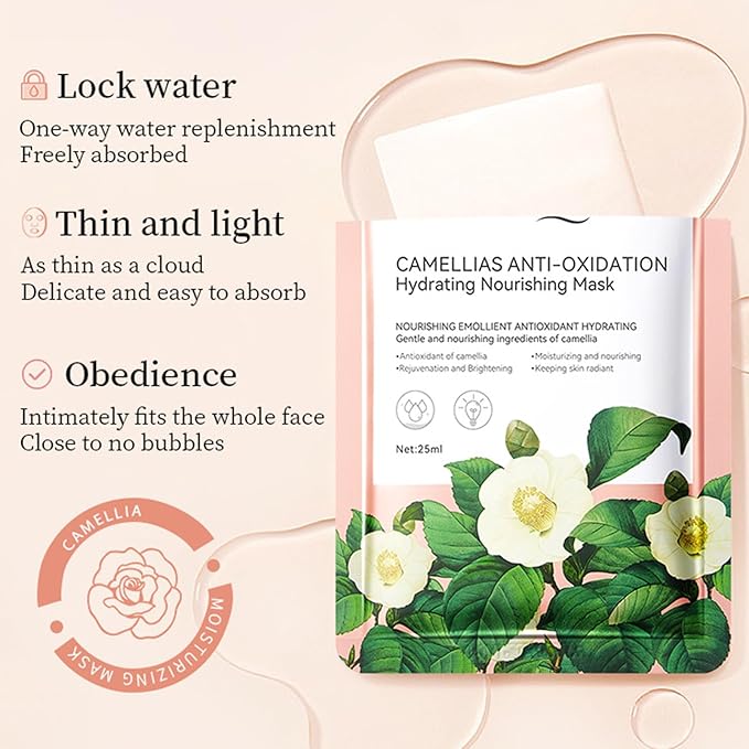 Camellia Extract Skin Care Sets, Skin Care Gift Set for Women Girls, Face Skin Care Routine Kit for Women, 5Pcs Skin Care Products Set with Cleanser,Mask, Face Serum-Velvo Beauty