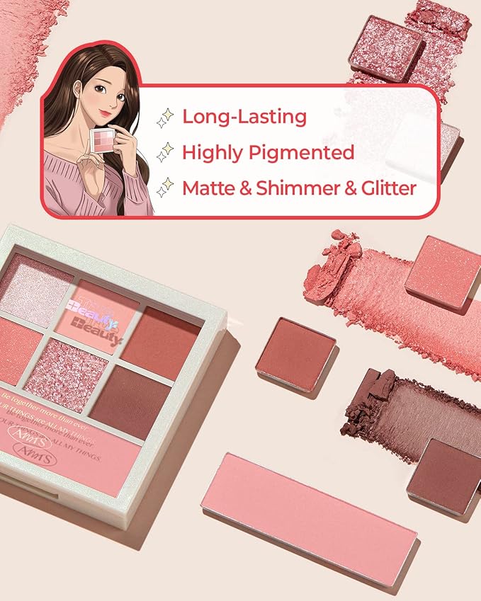 AMTS x True Beauty Edition - Some Love EyeShadow Makeup Palette | Matte Shimmer Metallic, Long Lasting, Cheek blush, All My Things, K Beauty, Pink Gold makeup-Velvo Beauty