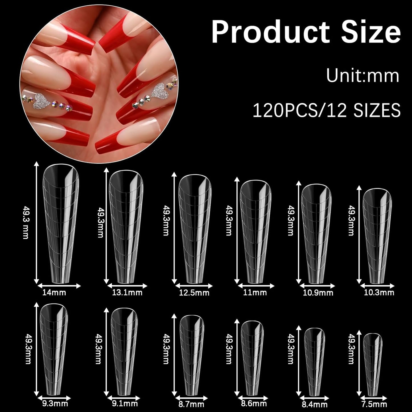 120 Pcs Poly Extension Gel Dual Nail Forms Nail Molds With Scale Builder Coffin Nail for Gel Manicure Nail Art Design Salon DIY at Home (Long Ferrari Dual Nail Forms Set)-Velvo Beauty