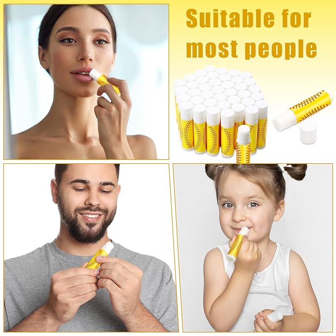 Demissle 40 Pcs Softball Lip Balm, Softball Lipstick, Organic Jasmine Taste Moisturizing Lip Balm, Softball Gifts for Women, Girl, Team-Velvo Beauty