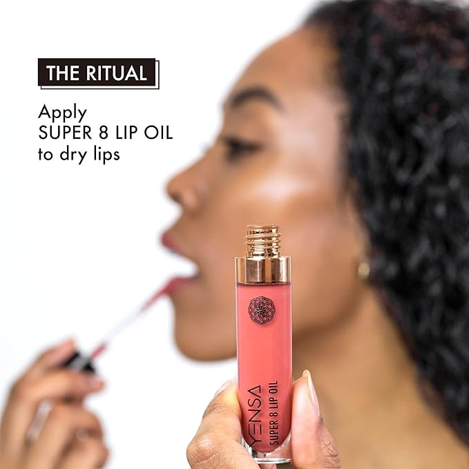 YENSA Super 8 Lip Oil, Natural Korean Moisturizing Gloss, No-Sticky Transparent Formula For Hydrating Lip Care (Pink Shine) .22 fl oz-Velvo Beauty