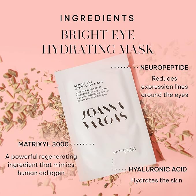 Joanna Vargas Bright Eye Hydrating Mask. Concentrated Ultra-Luxe Bamboo Hydration Sheet Masks Target Dark Circles, Expression Lines and Skin Tone. 5 Sheets (0.35 oz/sheet)-Velvo Beauty