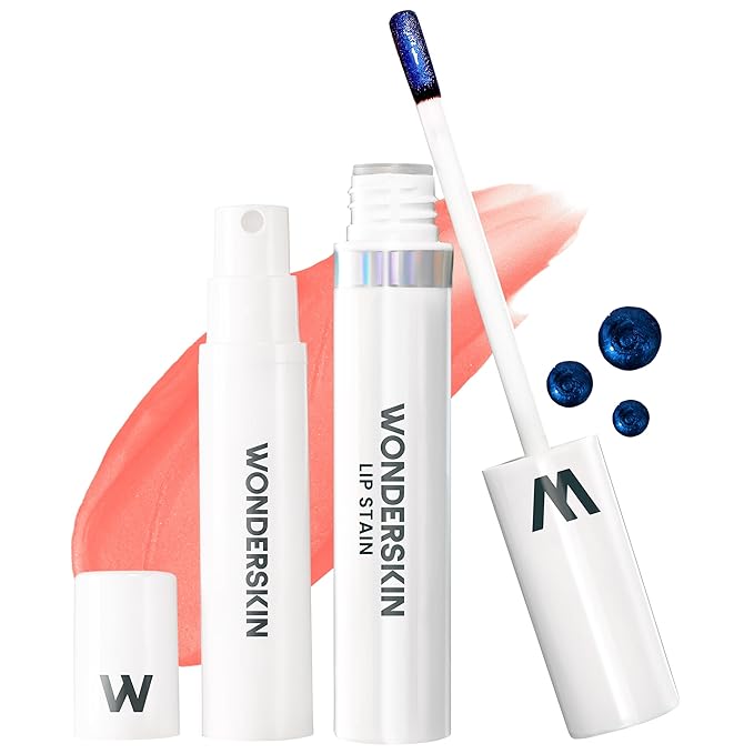 Wonderskin Wonder Blading Lip Stain Peel Off and Reveal Kit - Long Lasting, Waterproof Pink Lip Tint, Transfer Proof Natural Lip Stain Kit (Crush)-Velvo Beauty