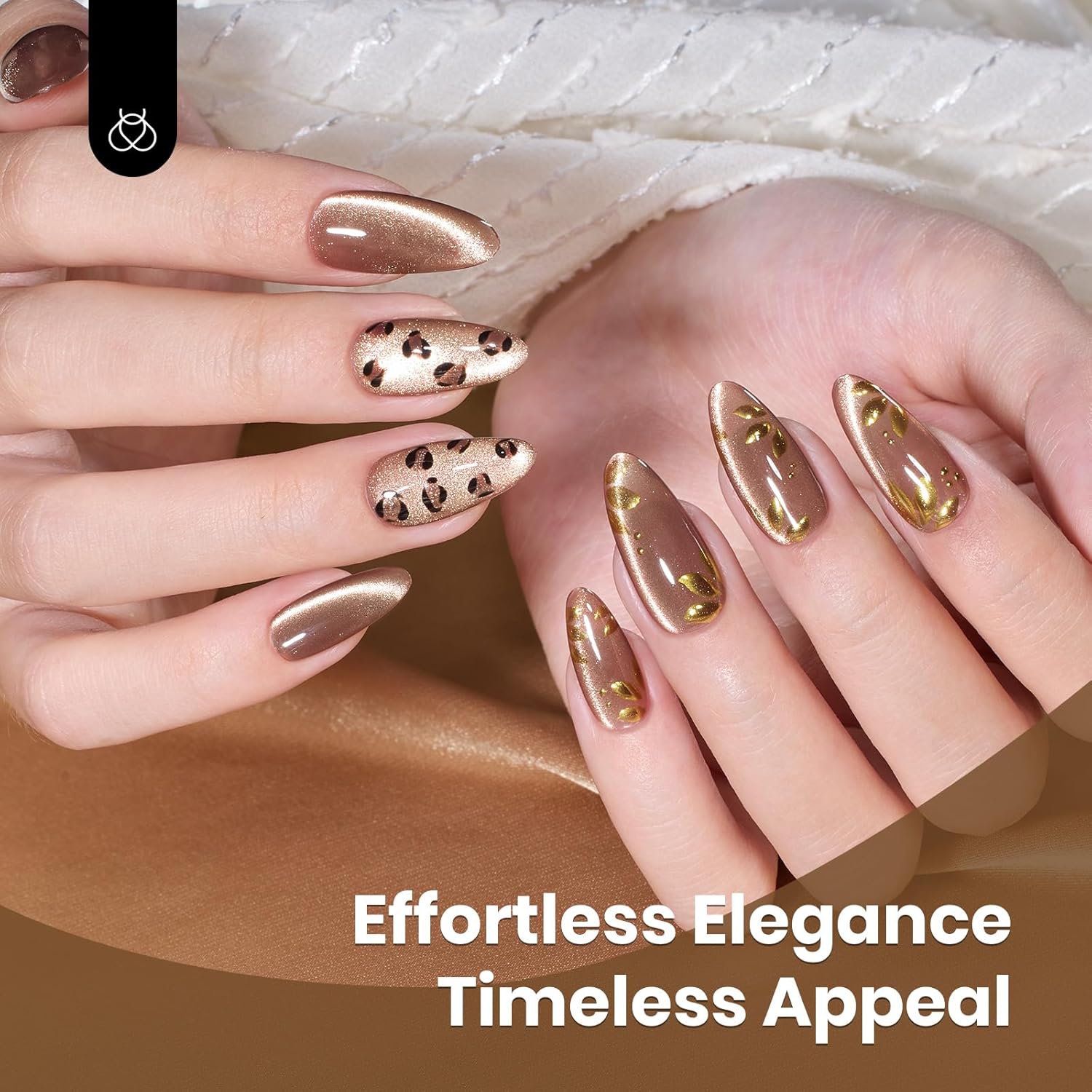 Beetles Brown Cat Eye Gel Nail Polish - Velvet Cinnamon Cat Eye Gel Polish, 15ML Fall Brown Mocha Mousse Magnetic Glitter Gel Polish with Magnet Soak Off UV French Nail Art Manicure Gift for Women-Velvo Beauty