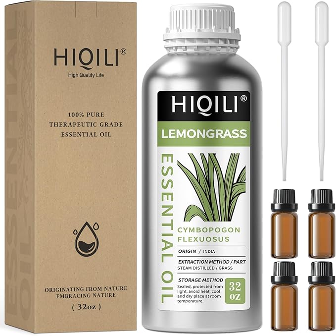 HIQILI 32 Fl Oz Lemongrass Essential Oil, 100% Pure Natural Undiluted Premium Oils-Velvo Beauty