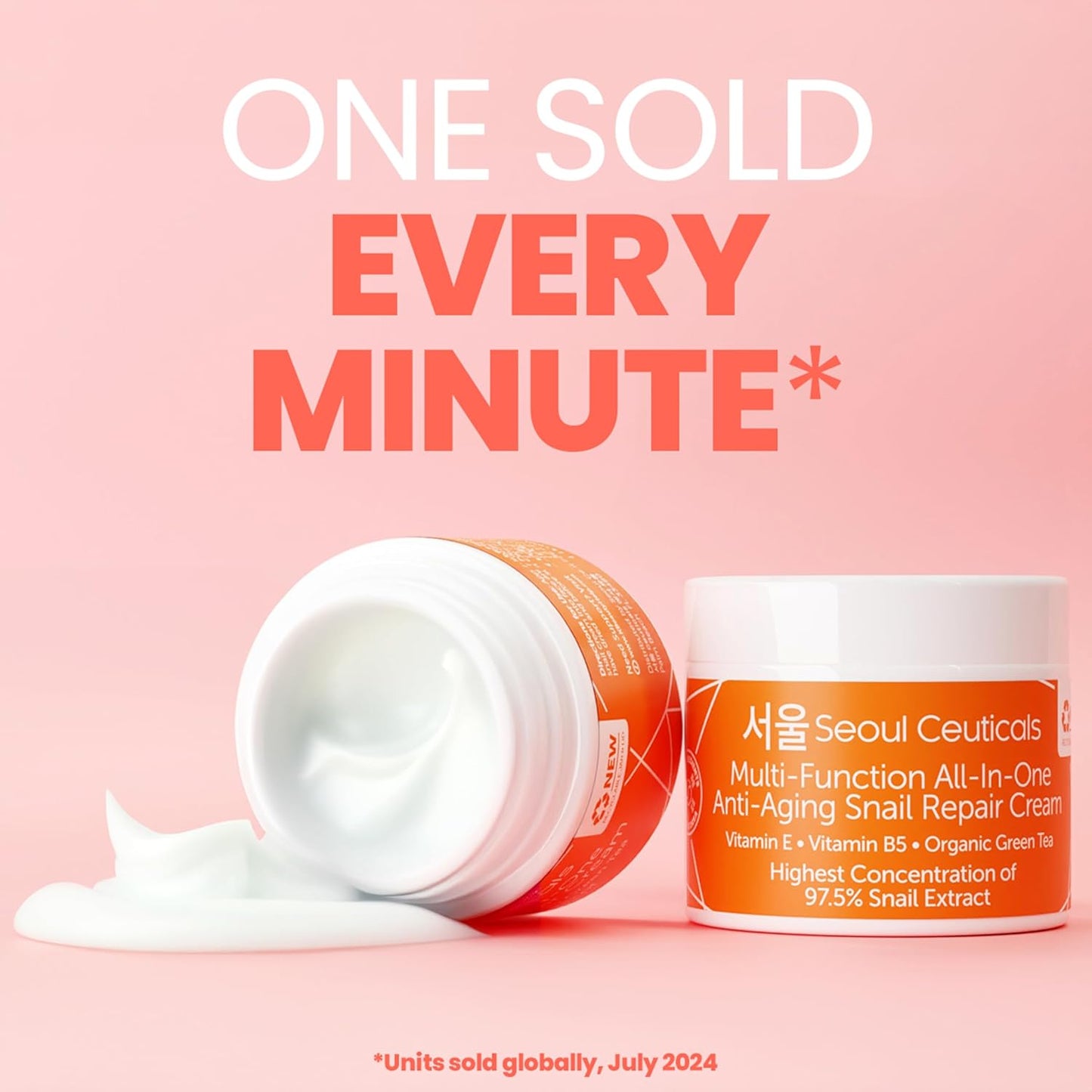 SeoulCeuticals Korean Skin Care 97.5% Snail Mucin Moisturizer Cream - K Beauty Skincare Day & Night Snail Repair Cream Filtrate Cruelty Free 2oz-Velvo Beauty