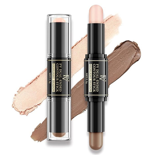 FV Contour Stick, Double-ended Contour and Highlighter Stick, Smooth & Blendable Cream Contour Stick with Natural Finish, Highly Pigmented & Long Lasting, Vegan & Cruelty-free, 04-Velvo Beauty