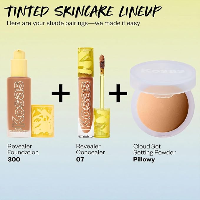 Kosas Revealer Skin-Improving Foundation with SPF 25 Protection - Hydrate, Brighten, Soothe, Plump, Protect Skin - Smoothing Texture, Natural Finish and Clean Formula - Medium Deep Warm 300-Velvo Beauty