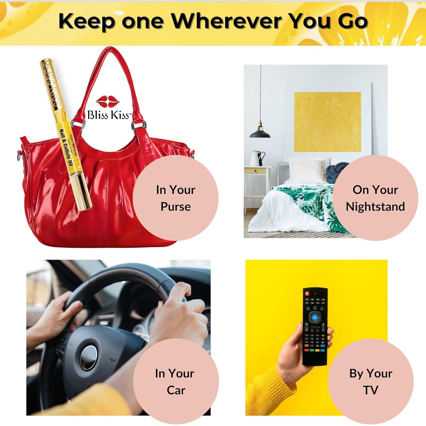 Bliss Kiss | Crisp Fragrance 4 Nail Oil Cuticle Pens w/Vitamin E & Jojoba⏤Nail Strengthener Nail Growth Treatment for Brittle Peeling Breaking Thin Nails-Velvo Beauty