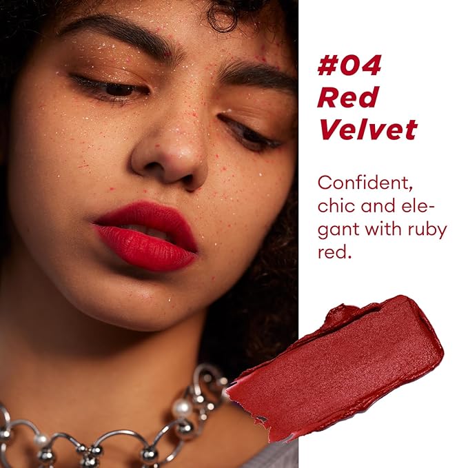 ITY Velvet Matte Finish Lip Stain-Mousse Textured Pudding Pot Lip Clay, Red Shade, Dual-Use as Lipstick and Blush, Conceals Lip Lines, Rich Pigment, 0.21 oz (6g) in Red Velvet-Velvo Beauty