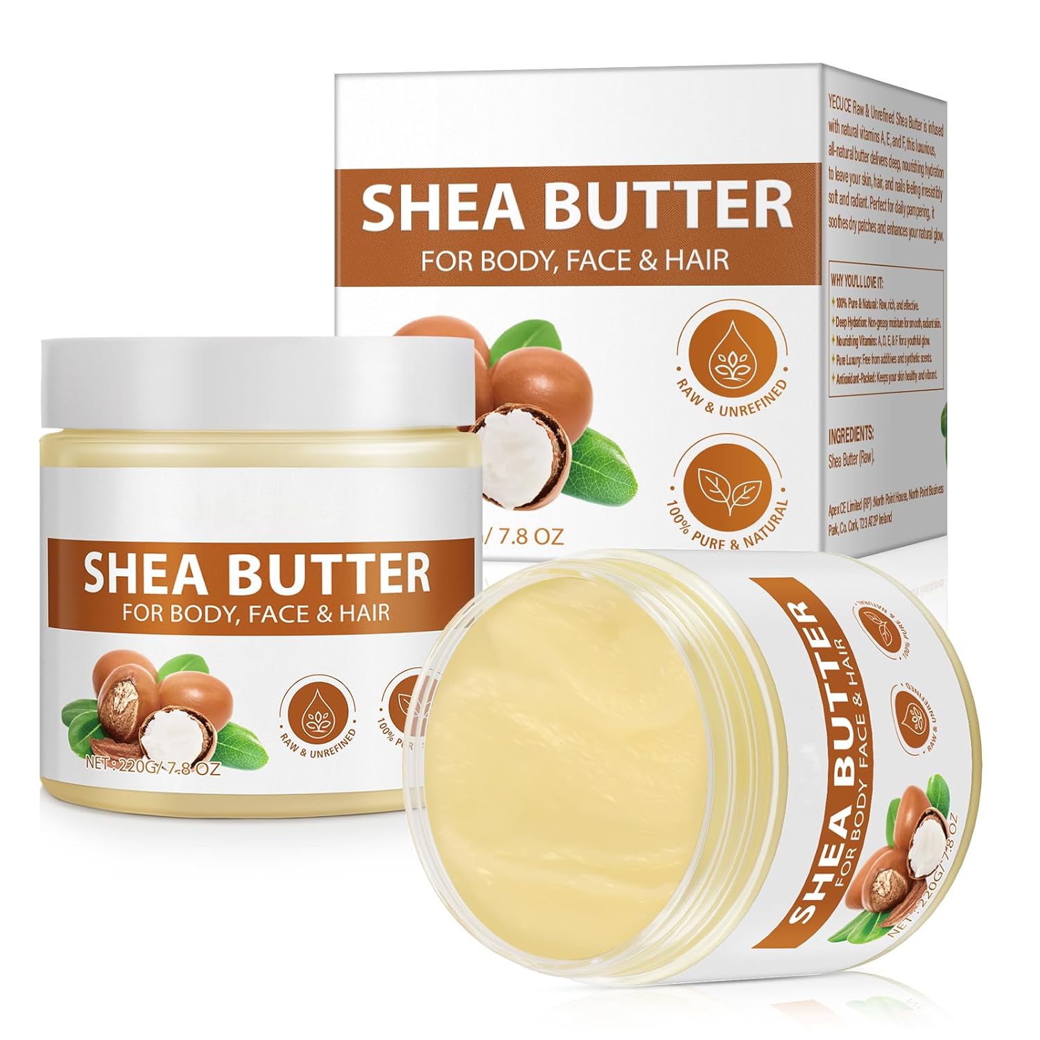 Shea Butter Raw Organic - 2 Pack, Natural Raw Unrefined Shea Butter Hand Cream, Moisturizing and Locking Water, Keeps Skin Healthy and Vibrant, 15.6 Oz-Velvo Beauty