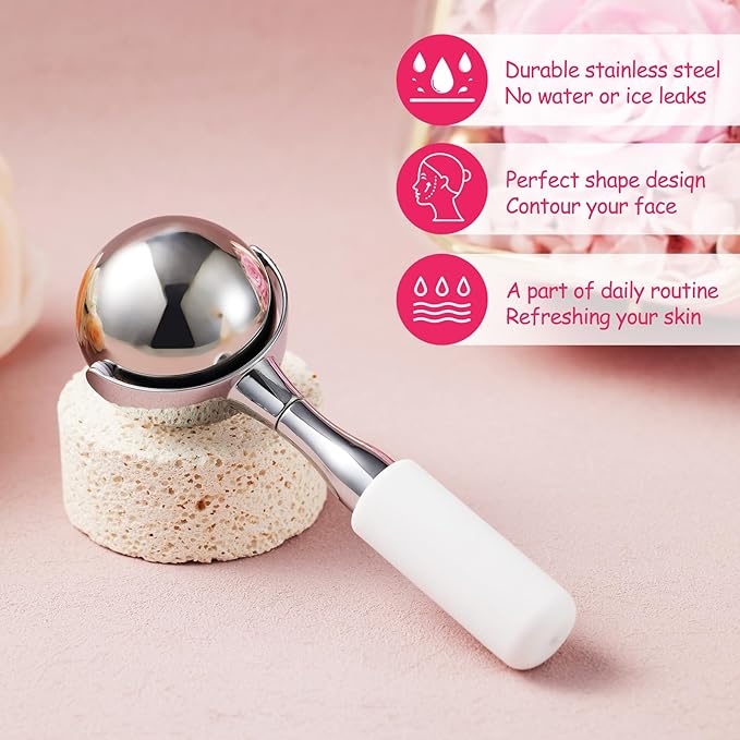 Cryo Sticks 360 Rotating Unbreakable Steel Ice Globes - Facial Skin Care Tools for Women - Ice Roller for Face & Eyes-Velvo Beauty