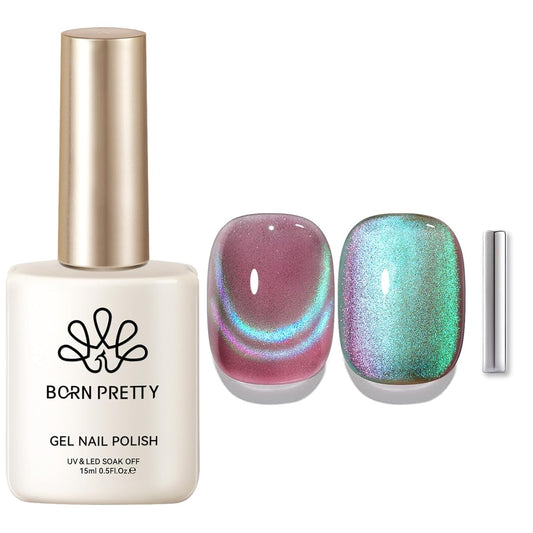Born Pretty Cat Magnetic Eye Gel Nail Polish Rainbow Aurora Cat Magnetic Gel Polish Firefly Blue Purple Cat Magnetic Eye Gel Manicure Nail Art DIY 15ml-Velvo Beauty