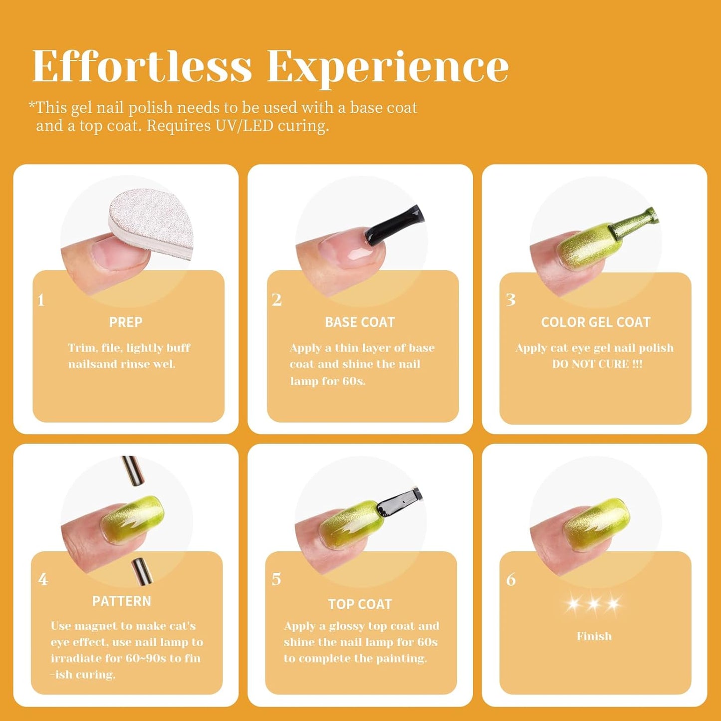 Light Orange Cat Eye Gel Nail Polish - Perfect for DIY at Home & Ideal Gift for Nail Art Lovers!-Velvo Beauty