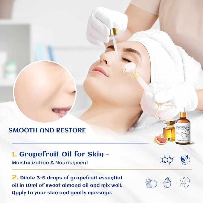 HIQILI 30 ml Grapefruit Essential Oil, for Diffuser, Skin Care,100% Pure and Natural - 1 Fl Oz-Velvo Beauty