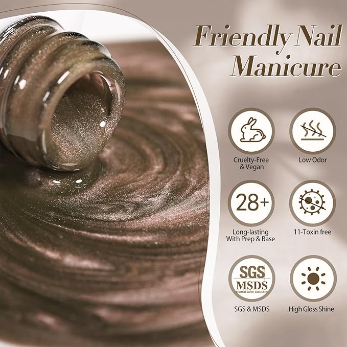 BORN PRETTY Magnetic Gel Nail Polish Water Light Cat Magnetic Eye Gel Brown SaU Vage Jelly Glass Crystal Magnetic Gel Polish Glitter Shimmer Auroras Magnetic Gel Nail Art Manicure Kit 6PCS-Velvo Beauty