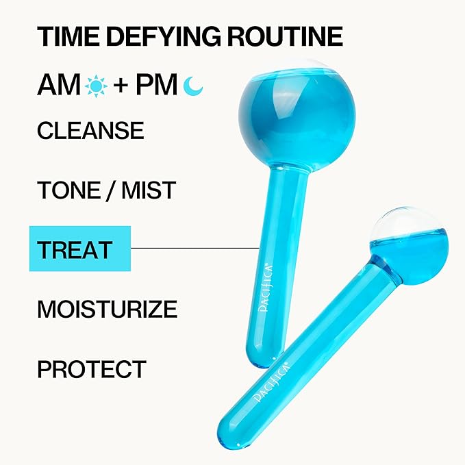 Pacifica Ice Roller Cryo Globes – Cooling Glass Facial Massager for Face, Eyes & Neck – Cold Therapy Beauty Tool for Puffy Eyes, Dark Circles, Redness, Wrinkles – Skin Care Gift for Women & Men-Velvo Beauty
