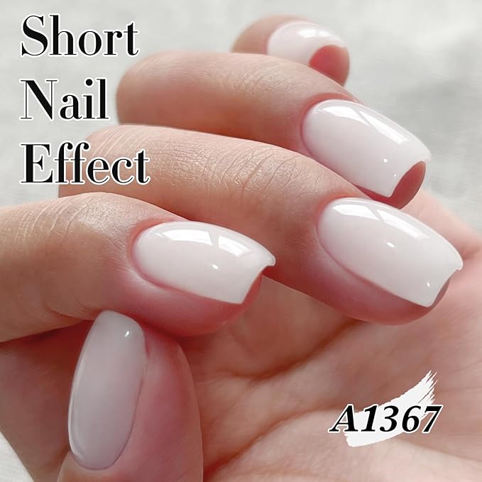 Double Rhythm Translucent Gel Polish Sheer Neutral Natural Light Milky Same Color Same Bottle 15ML Jelly Nail Polish Nail Art DIY at Home (Milky White-A1367)-Velvo Beauty