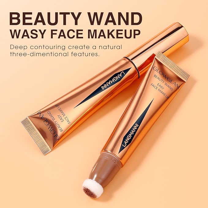 LANGMANNI Liquid Contour Beauty Wand, Face Concealer Contouring,Highlighter,Blusher Stick with Big Cushion Applicator.Cream Contour Stick For Finish Face Contour Makeup. (#03 Blush Pen)-Velvo Beauty