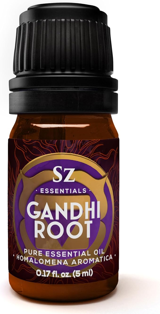 Gandhi Root Essential Oil, 100% Pure Sugandh Mantri Oil, Steam Distilled from Homalomena Aromatica - Sweet & Woody Scent w/Earthy Overtones - Therapeutic Grade & Vegan - 0.17oz (5ml)-Velvo Beauty
