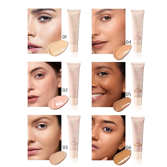 YOUNG VISION Full Coverage Longwear Foundation, Matte Finish, Waterproof, Poreless Liquid Foundation Makeup, Base de Maquillaje Alta Cobertura, 1 fl.oz-Velvo Beauty