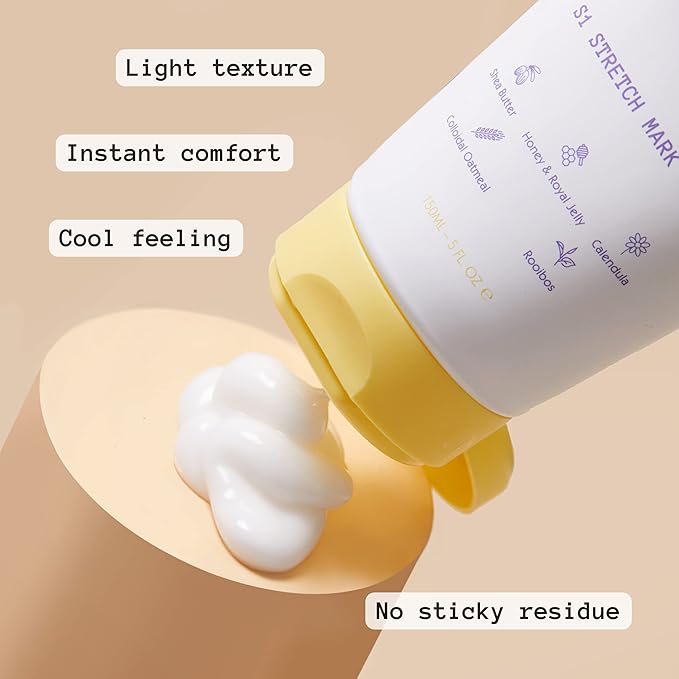 S1 Stretch Mark Cream, 150ml / 5oz, Lightweight Pregnancy Stretch Mark Cream-Velvo Beauty
