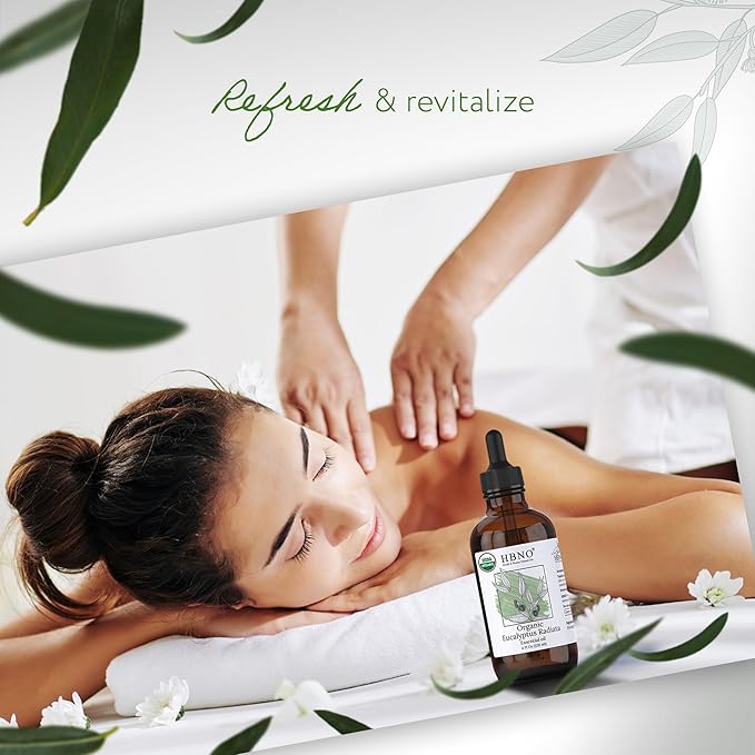 HBNO Organic Eucalyptus Radiata Essential Oil - 4 oz (120ml) - USDA Certified Organic Eucalyptus Radiata Essential Oil, Soap Making, DIY, Fragrances, Diffuser-Velvo Beauty