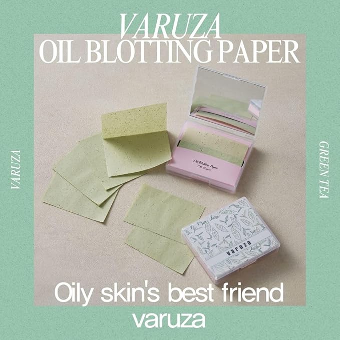 [400 Counts + Mirror Case] Green Tea Natural Oil Blotting Sheets for Face with Mirror Case and Refills-Velvo Beauty