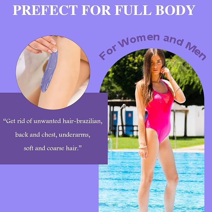 PURPLESKY Wax Beads, 3.3LB Painless Coarse Hard Wax Beads Bulk for Hair Removal, Stripless Long-lasting Waxing Beads for Brazilian Bikini, Leg, Chest, Back, Lavender Scent-Velvo Beauty