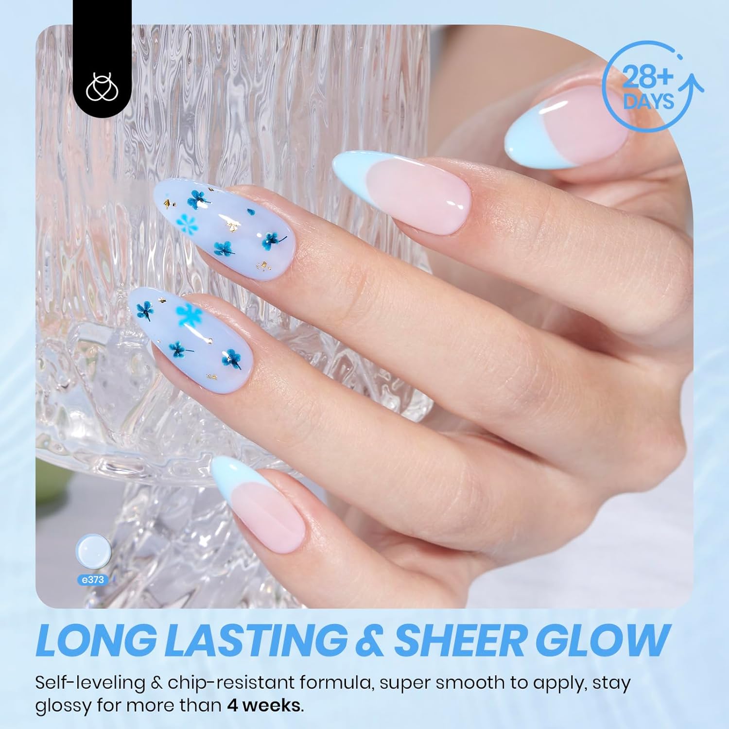 Beetles Blue Jelly Gel Nail Polish - 15ml Blueberry Milk Nails Sheer Neutral Translucent Hazy Blue Gel Polish Soak Off UV Summer Nail Art Manicure Salon Home DIY Gift for Manicure Women-Velvo Beauty