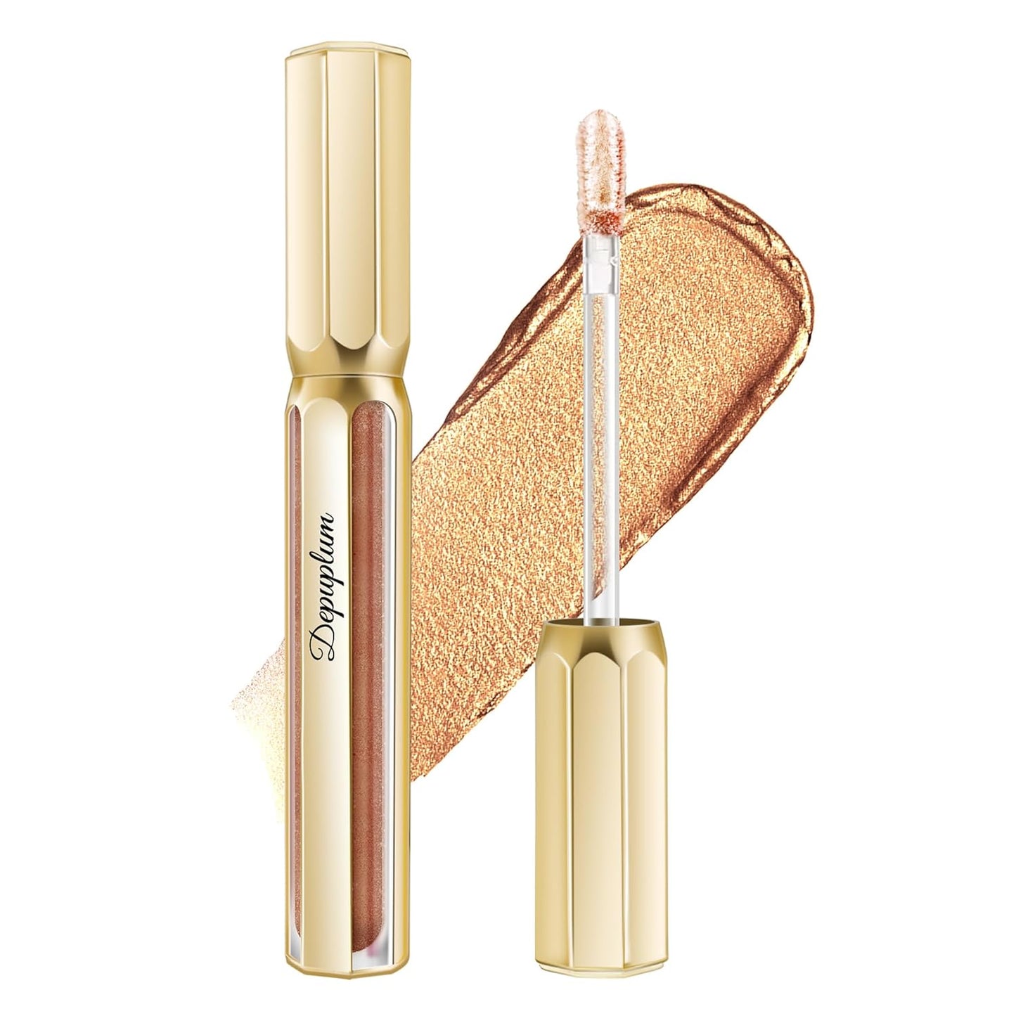 Gold Lipsticks for Women Metallic Lipstick Long Lasting Non Stick Cup Lip Gloss, Shimmer Lightweight Hydrating Full Coverage Lip Color,DP111 Ponyo-Velvo Beauty