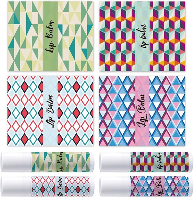 OLYCRAFT 100Pcs Self-Adhesive Lip Balm Tag Stickers 1.7x2.1 inch Waterproof Adhesive Label with Texture Pattern Rectangle Lipstick Tag Sticker for Lip Balm Container Tubes Lipstick Wrapping Decoration-Velvo Beauty