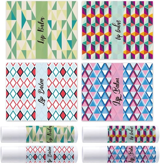 OLYCRAFT 100Pcs Self-Adhesive Lip Balm Tag Stickers 1.7x2.1 inch Waterproof Adhesive Label with Texture Pattern Rectangle Lipstick Tag Sticker for Lip Balm Container Tubes Lipstick Wrapping Decoration-Velvo Beauty