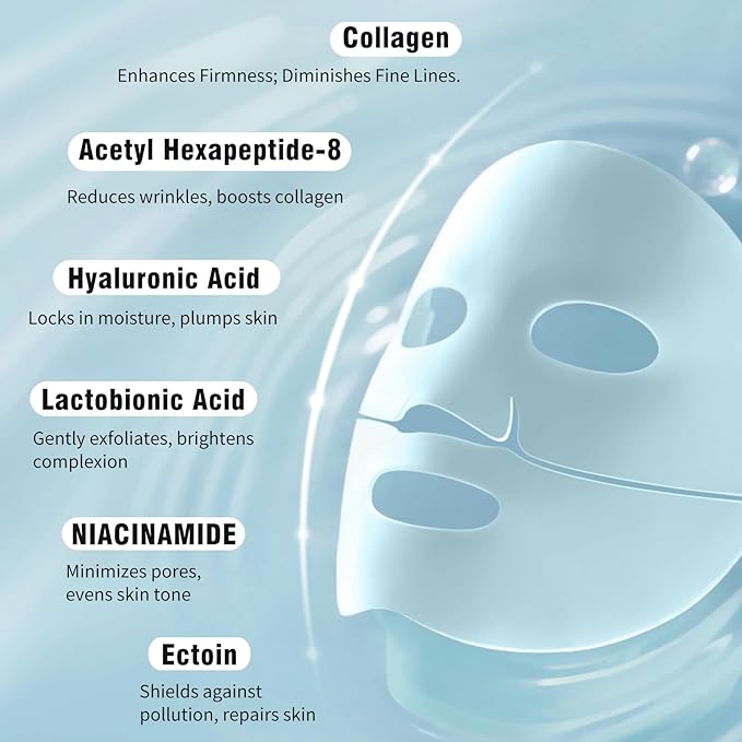 ISTON Overnight Collagen Face Mask - Intense Hydration & Anti-Aging - With 5 Hyaluronic Acids, Peptides & Plant Extracts - Reduce Fine Lines, Plump Skin, Minimize Pores -4Pack-Velvo Beauty