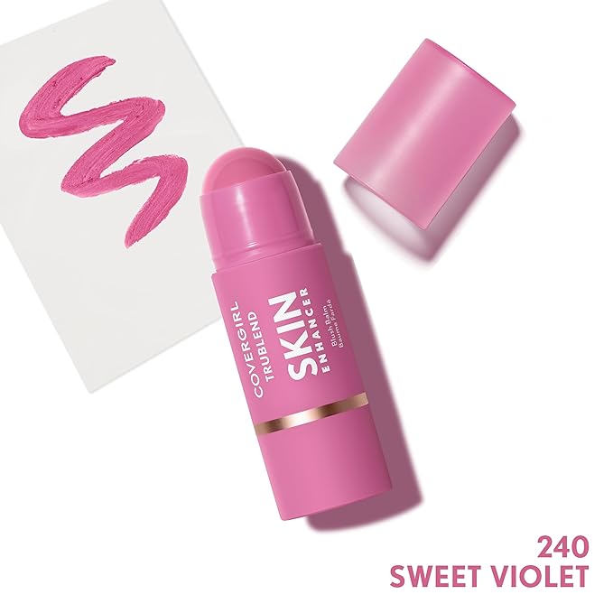CoverGirl Trublend Skin Enhancer Blush Balm Stick, 240 Sweet Violet, Vegan Formula, Easy to Use, Glides on Effortlessly, Non-Greasy, Doesn't Crease, 0.21oz-Velvo Beauty
