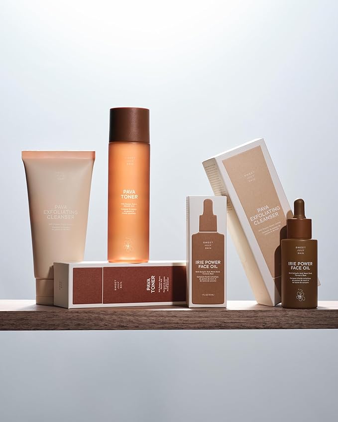 SWEET JULY SKIN The Essentials Set - 3 PC Full Size Cleanser, Toner, Facial Oil to Achieve Balanced, Glowing and Hydrated Skin-Velvo Beauty