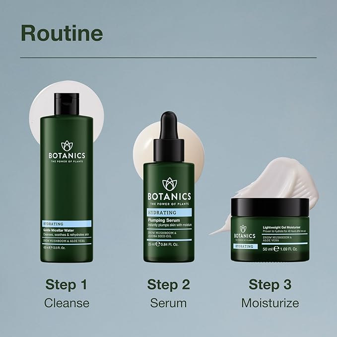 Botanics Hydrating Serum - Skin Plumping Serum for Face & Long-Lasting Hydration - Enriched with Snow Mushroom - Vegan & Cruelty-Free (0.84 Fl Oz)-Velvo Beauty