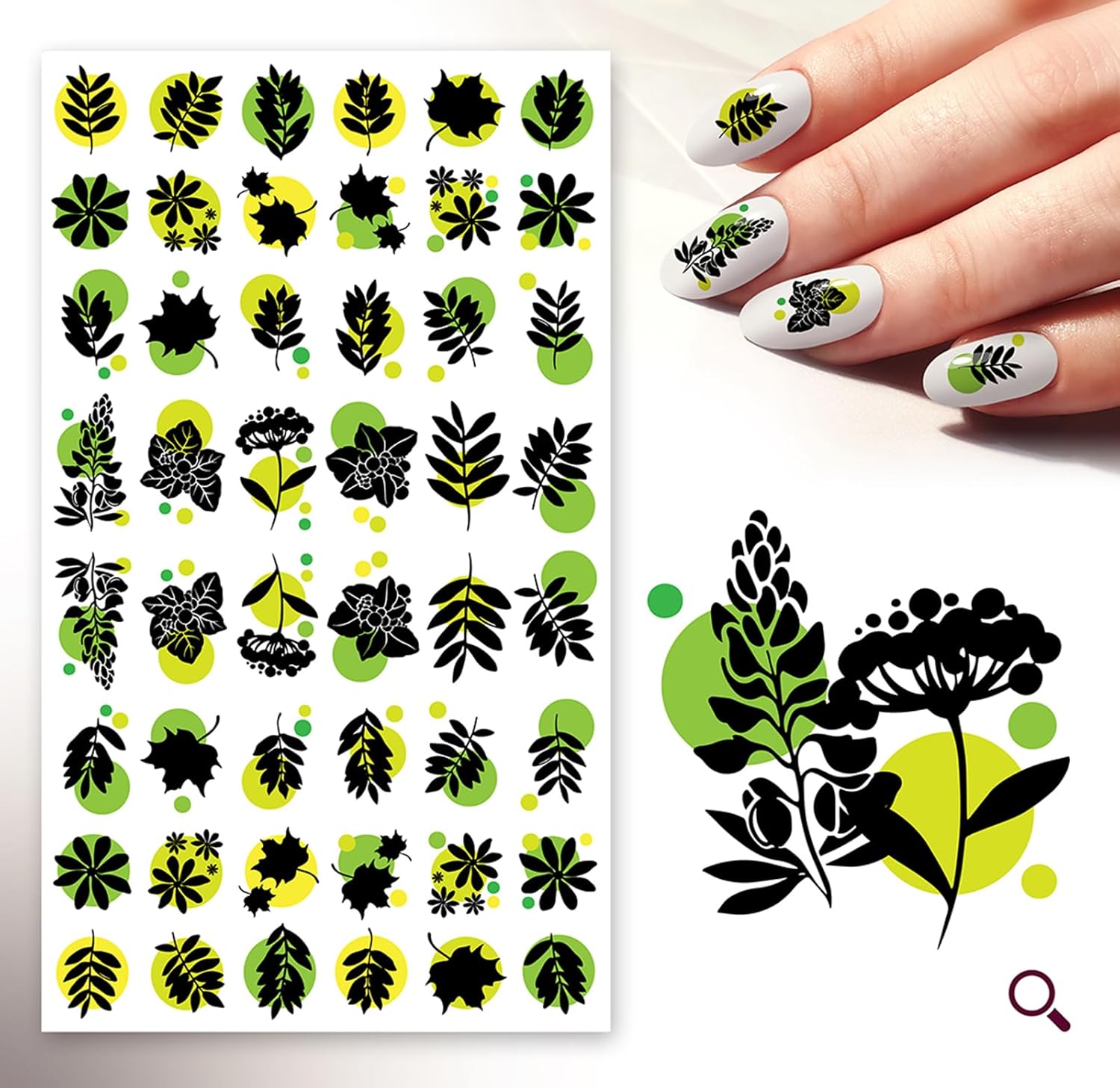 Nail Stickers Decal Transfers (5 Sheets) FLONZNAIL Small Leaves Vintage Style-Velvo Beauty