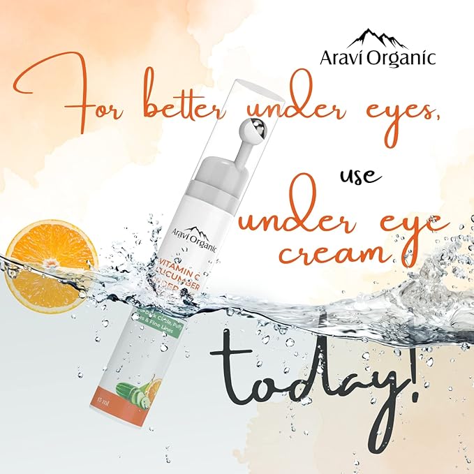 Vitamin C & Cucumber Under Eye Cream Gel Roll on Massager For Dark circles, Puffy Eyes-Velvo Beauty