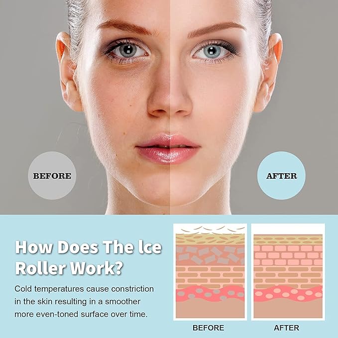 OPENDGO Ice Roller for Face Facial Massager for Eye Puffiness, Reduces Wrinkles, 2 in 1 Facial Skin Care Tool for Body Cold Therapy Tools-Velvo Beauty