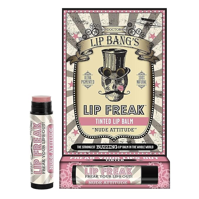 Doctor Lip Bang's BUZZING Lip Balm | Lip Freak | 100% All Natural | Cruelty Free | Nude Attitude | 2 Pack-Velvo Beauty