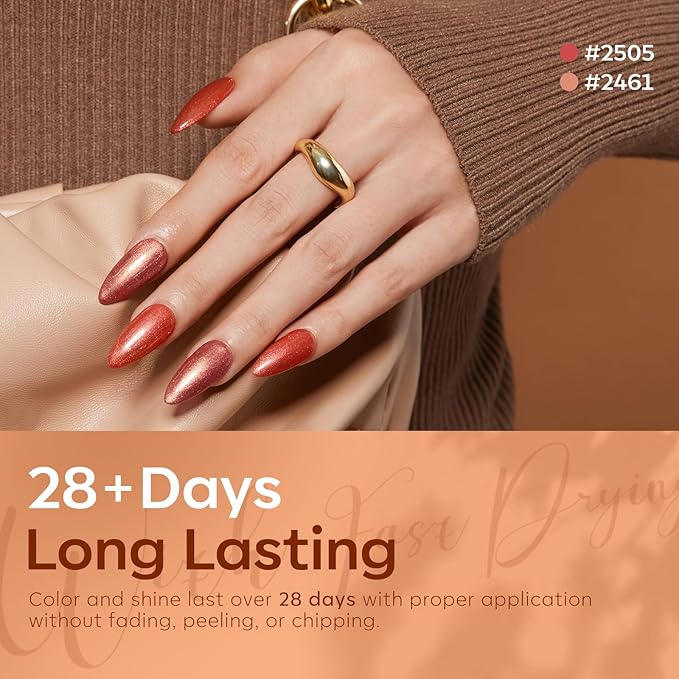 modelones Chameleon Gel Nail Polish Set, 6 Colors Fall Gel Polish Kit Glitter Shimmer Brown Orange Yellow Soak Off LED Nail Lamp Home Gift DIY Salon For Women Girl-Velvo Beauty