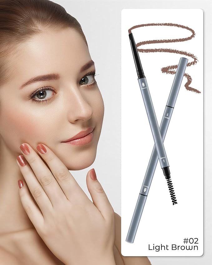 12Pcs Microblading Eyebrow Pencils Light Brown Waterproof Eye Brow Pencil w/Eye Brow Razor & Scissors Kit 0.5mm Ultra-Fine Tip Creates Hair-Like Strokes for Women Effortless Natural Brows-Velvo Beauty