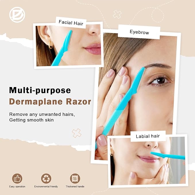 D 21 PCS Eyebrow Razor,Dermaplane Razor,Face Razors for Women and Men,Dermaplaning Tool for Face,3 Colors Facial Hair Shavers with Precision Cover,Facial Hair Remover for Women,Eyebrow Hair Trimmers-Velvo Beauty